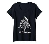 Mujer Oh Chemistree Elementos de Tabla periódica Química Navidad Camiseta Cuello V