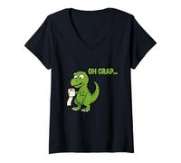 Mujer Oh Crap... T-Rex with Short Hands Holding Tissue Paper Camiseta Cuello V