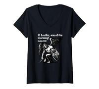 Mujer Oh Lucifer Hijo de la Mañana - Isaías 14:12 Ángel Guerrero Camiseta Cuello V
