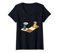 Mujer Oh No Funny Jaque Mate Ajedrez Grandmaster Cuchillo Amante del ajedrez Camiseta Cuello V