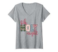 Mujer Oh Santa Noche Jesús Feliz Navidad Los Cristianos aman a Cristo Camiseta Cuello V