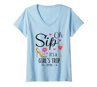 Mujer Oh Sip It's A Girls Trip 2025 Summer Vacation Weekend Party Camiseta Cuello V