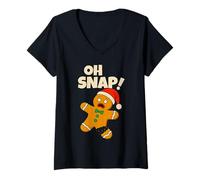 Mujer Oh Snap Gingerbread Man Funny Christmas Men Women Kids Camiseta Cuello V