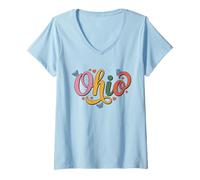 Mujer Ohio Butterfly Script Cute Girl State Pride, Women & Kids Camiseta Cuello V