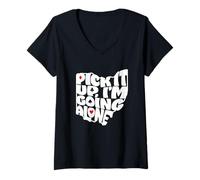 Mujer Ohio Euchre Pick It Up I'm Going Alone - Juego de Cartas Camiseta Cuello V