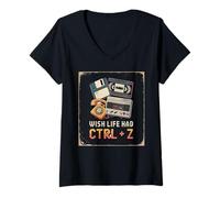 Mujer Ojalá la Vida tuviera Ctrl + Z Humor Retro sobre Ordenadores Camiseta Cuello V
