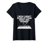 Mujer Ojalá no hubiera dejado el piano Camiseta Cuello V