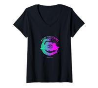 Mujer Ojo del Cosmos - Luna mística vintage y arte ocular Camiseta Cuello V