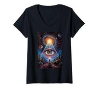 Mujer Ojo Galáctico Cosmic Stargaze Mountain Vision All Seeing Camiseta Cuello V