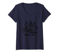 Mujer Ojo Que Todo lo ve - 'Los Ojos Reales se Dan Cuenta de la pirámide de mentiras Reales Camiseta Cuello V