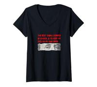 Mujer Ojos de Color Rojo en su Propio Papel gráfico Rojo Camiseta Cuello V