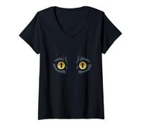 Mujer Ojos felinos fascinante mirada amarilla Camiseta Cuello V