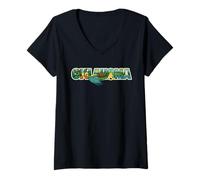 Mujer Oklahoma Naturaleza Escénica Retro Nativo Vida Silvestre Occidental Tulsa Camiseta Cuello V