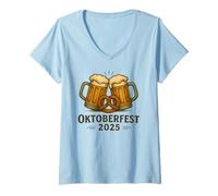 Mujer Oktoberfest 2025 Grupo de Bebida de Cerveza Fiesta del Oktoberfest Camiseta Cuello V