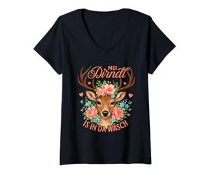 Mujer Oktoberfest Mi Dirndl está en el Lavado Camiseta Cuello V