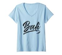 Mujer Olas de Vacaciones de Verano en Bali Indonesia Camiseta Cuello V