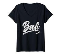 Mujer Olas de Vacaciones de Verano en Bali Indonesia Camiseta Cuello V