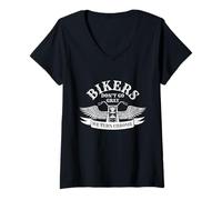 Mujer Old Biker Motorcycling Bikers Don't Go Gray We Turn Chrome Camiseta Cuello V