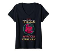 Mujer Old Man Who Loves Snakes And Was Born In February Birthday Camiseta Cuello V