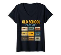 Mujer Old School Lista de reproducción Old School Cool Memories Design Camiseta Cuello V