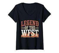 Mujer Old Western Film Fan Classic Cowboy Culture y Wild West Camiseta Cuello V
