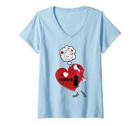 Mujer Olive OYL I Love Heart Popeye Día de San Valentín Retro Comic Camiseta Cuello V