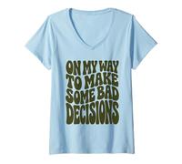 Mujer Olive Retro On My Way To Take Bad Decisions Party Beach Camiseta Cuello V