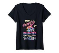 Mujer Olvídate de la Princesa Mi Hija Es Una Wrestler Wrestling Mamá Camiseta Cuello V