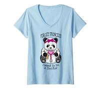 Mujer Olvídate de la Princesa, Quiero ser Doctora, Linda Chica Panda Camiseta Cuello V