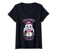 Mujer Olvídate de la Princesa, Quiero ser Doctora, Linda Chica Panda Camiseta Cuello V
