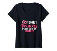 Mujer Olvídate de la Princesa Quiero Ser Ingeniero Mecánico Camiseta Cuello V