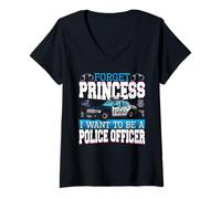 Mujer Olvídate de la Princesa Quiero Ser Oficial de Policía Camiseta Cuello V