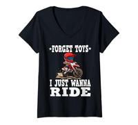 Mujer Olvídate de los Juguetes Que Solo Quiero Montar, Moto de Cross para niños Camiseta Cuello V