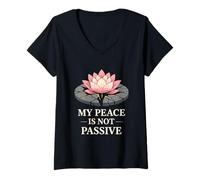 Mujer Om and Only Peace Seeker Yoga Vida Consciente Espiritual Camiseta Cuello V