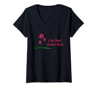 Mujer Om Mani Padme Hum Camisa Sanscrito Mantra Camiseta Cuello V