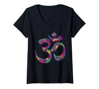 Mujer Om Símbolo Namaste AUM Ohm Hindú Zen Tantra Yoga Día Camiseta Cuello V