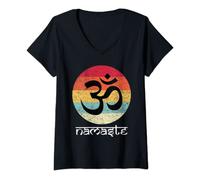 Mujer Om símbolo Namaste Aum Ohm Hindú Zen Tantra Yoga Día Camiseta Cuello V