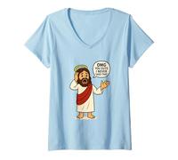 Mujer OMG Guys I Never Said That Jesus Meme Funny Chistian Humor Camiseta Cuello V