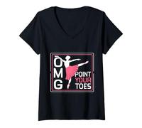 Mujer OMG Point Your Toes Funny Dance Teacher Ballet Gift Camiseta Cuello V
