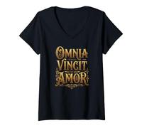 Mujer Omnia Vincit Amor Todo es Conquistado por el Amor Camiseta Cuello V