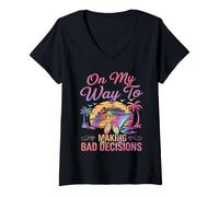 Mujer On My Way To Making Bad Decisions Cruise Vacation Funny Camiseta Cuello V