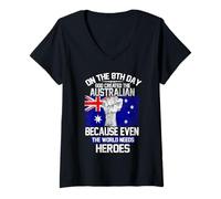 Mujer On The Eighth Day God Created The Australian Pride Heroes Camiseta Cuello V