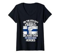 Mujer On The Eighth Day God Created The Finnish Pride Heroes Camiseta Cuello V