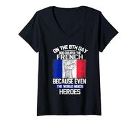 Mujer On The Eighth Day God Created The French Pride Heroes Camiseta Cuello V