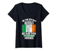 Mujer On The Eighth Day God Created The Irish Pride Heroes Camiseta Cuello V