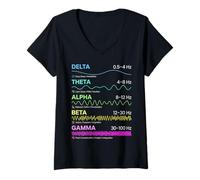 Mujer Ondas cerebrales Patrones de frecuencia Estados mentales Gráfico de Ciencia Camiseta Cuello V
