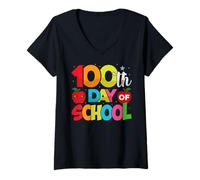 Mujer One Hundred Days Later 100 Days of School Student Teacher Camiseta Cuello V