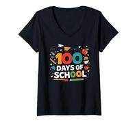 Mujer One Hundred Days Later 100 Days of School Student Teacher Camiseta Cuello V