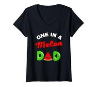 Mujer One In A Melon Dad Sandía Día del Padre Broma de papá Camiseta Cuello V