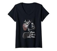 Mujer One Line Art Mujer Flores - Mamá I Am A Rich Man Feminismo Camiseta Cuello V